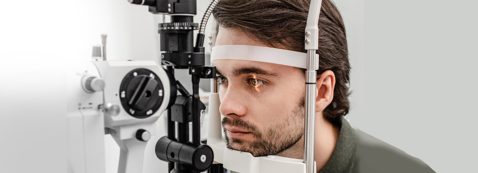 young man during eye exam in Hartley
